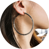 Silver Rhinestones Hoop Earrings