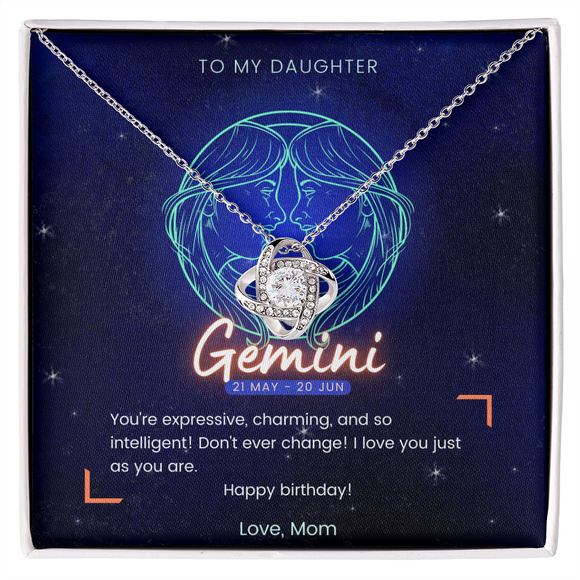 Gemini Zodiac Sign Daughter Necklace Birthday Gift