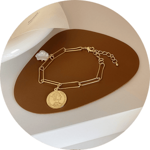 Pearl and Coin Pendant Bracelet