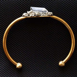 Pyrite and Quartz Gold Bangle, Bracelet