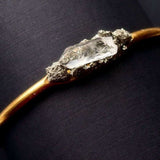 Pyrite and Quartz Gold Bangle, Bracelet