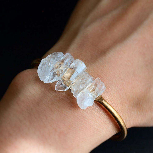 Quartz and Gold Bangle Bracelet