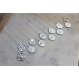 Pisces Silver Zodiac Necklace Coin Disk 18"