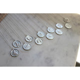 Pisces Silver Zodiac Necklace Coin Disk 18"