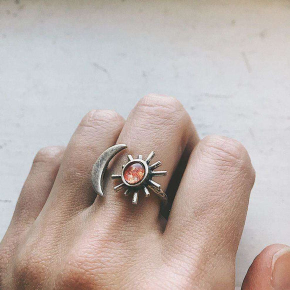 Sun and Moon Sculptural Statement Ring
